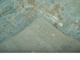 Teal and Olive Modern Abstract Hand Knotted 5x8 wool area Rug
