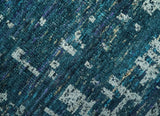 Teal, Blue and Silver 5x8 Hand Knotted Modern Abstract Art Silk Area Rug-Area Rug-Parc Decor