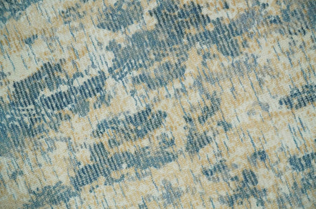 Teal, Gold and Ivory Modern Abstract 5x8 Hand loom wool and Viscose Area Rug