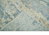 Teal, Gold and Ivory Modern Abstract 5x8 Hand loom wool and Viscose Area Rug