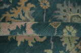 Teal, Gray and Beige Hand Knotted Traditional Oushak Custom Made wool Area Rug