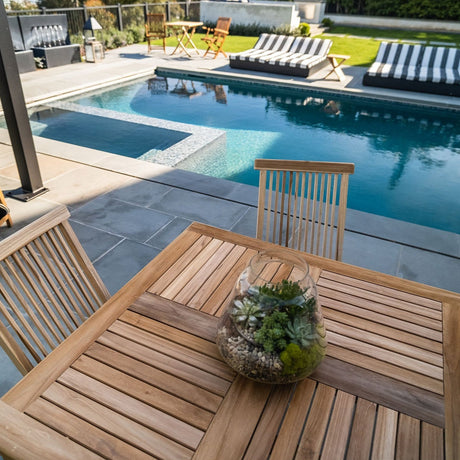 Telluride 4-Person Natural Teak Outdoor Square Dining Table 39"