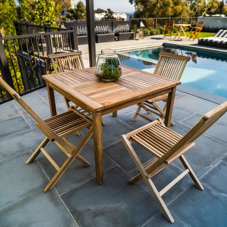 Telluride Natural Teak Outdoor Square Dining Table-Parc Decor
