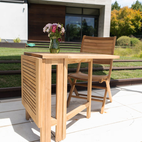 Telluride Natural Teak Rectangular Dual Folding Balcony Table – 51"-table-Parc Decor