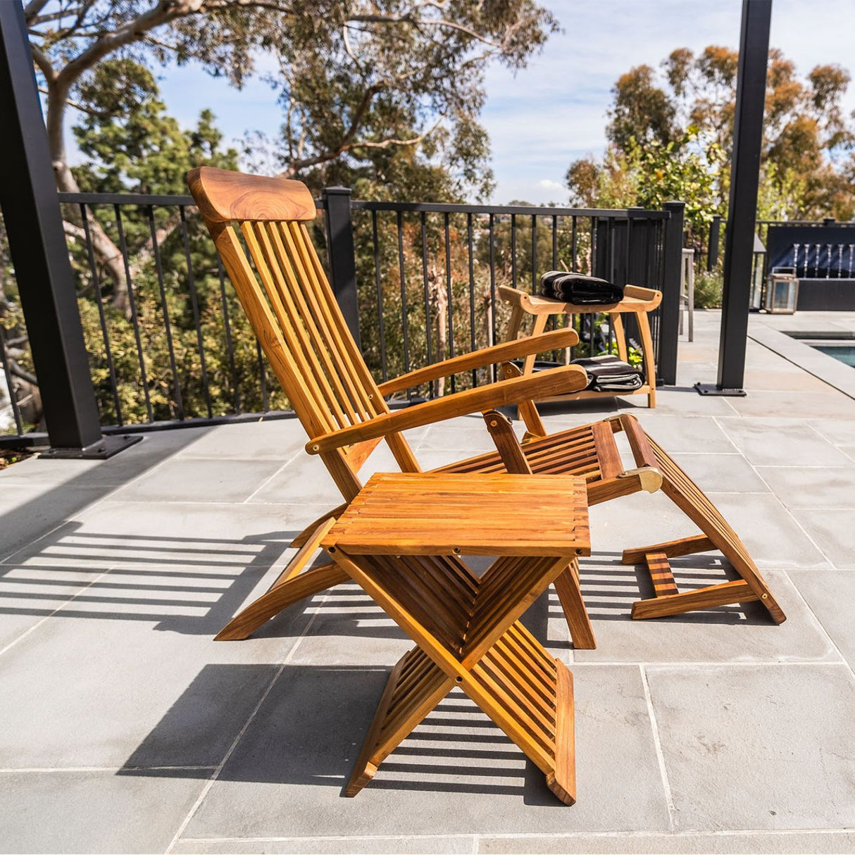 Telluride Teak Outdoor Sun Lounger Steamer
