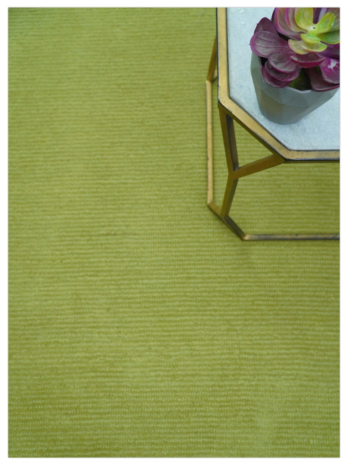 Terra Custom Made Modern Solid Design Green Hand Tufted Wool Rug