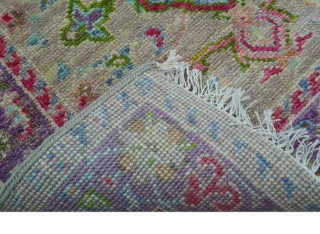 Terra Custom Made Traditional Tribal Design Beige And Pink Hand Knotted Wool Rug