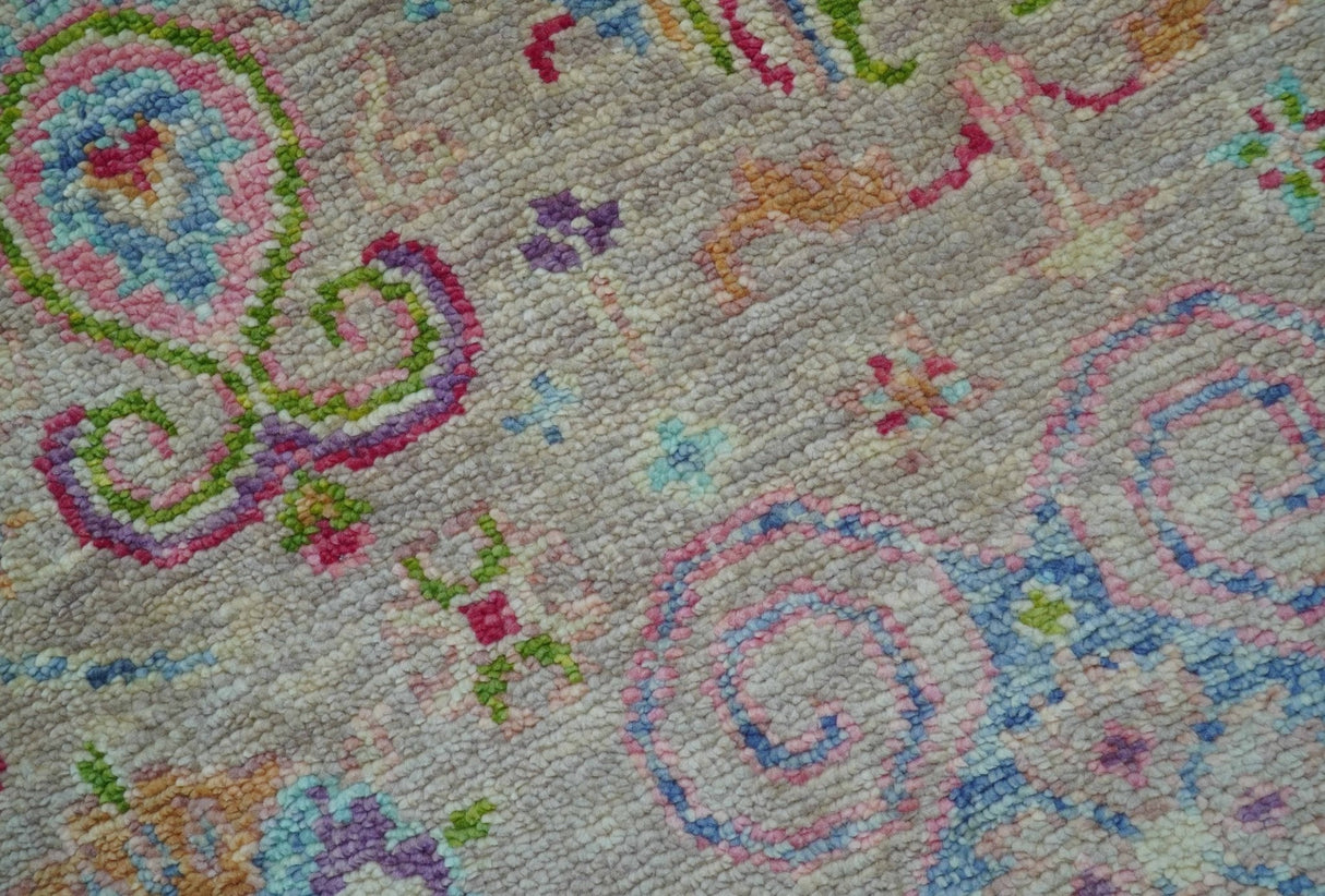 Terra Custom Made Traditional Tribal Design Beige And Pink Hand Knotted Wool Rug