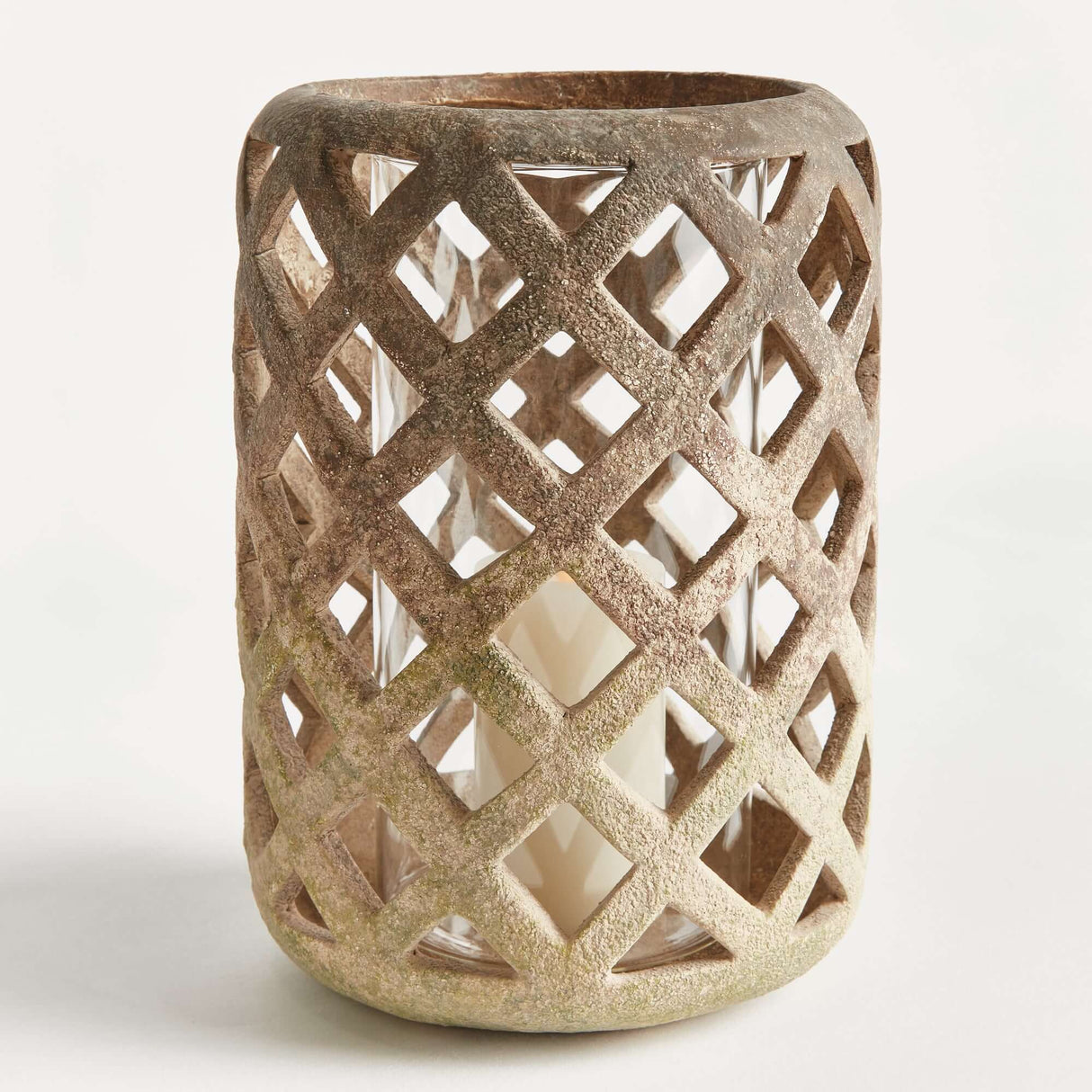 Terracotta Hurricane Candle Holder with Glass Insert-Candle Holder-Parc Decor