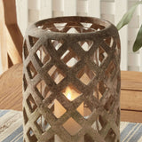 Terracotta Hurricane Candle Holder with Glass Insert-Candle Holder-Parc Decor
