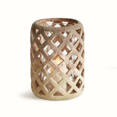Terracotta Hurricane Candle Holder with Glass Insert-Candle Holder-Parc Decor