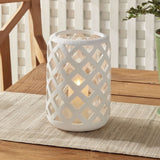 Terracotta Hurricane Candle Holder with Glass Insert-Candle Holder-Parc Decor