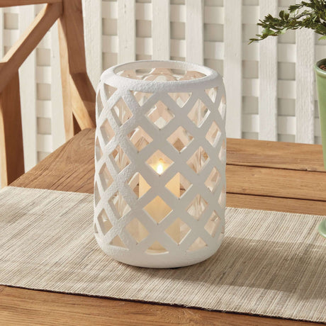 Terracotta Hurricane Candle Holder with Glass Insert-Candle Holder-Parc Decor