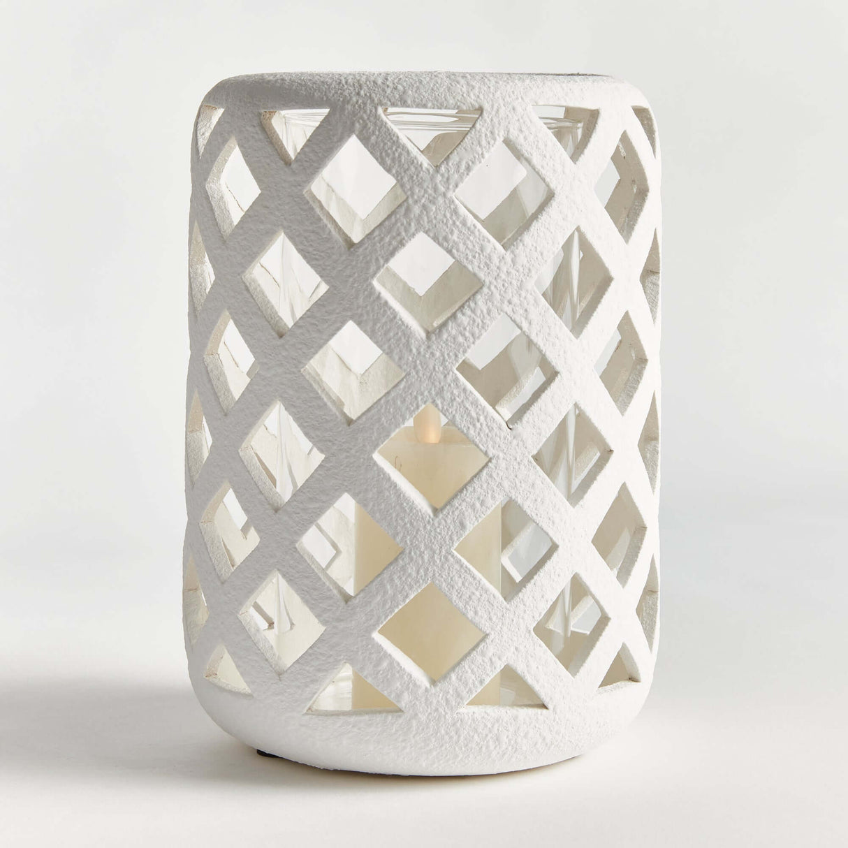 Terracotta Hurricane Candle Holder with Glass Insert-Candle Holder-Parc Decor