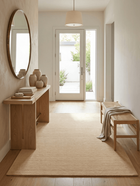 Terrain Hand Loomed Modern Beige Solid Design Wool Area Rug