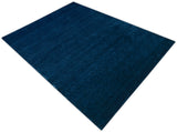 Terrain Modern Blue Solid Design Hand Loomed Wool Area Rug
