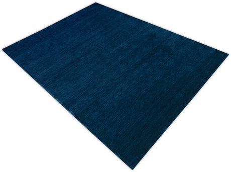 Terrain Modern Blue Solid Design Hand Loomed Wool Area Rug