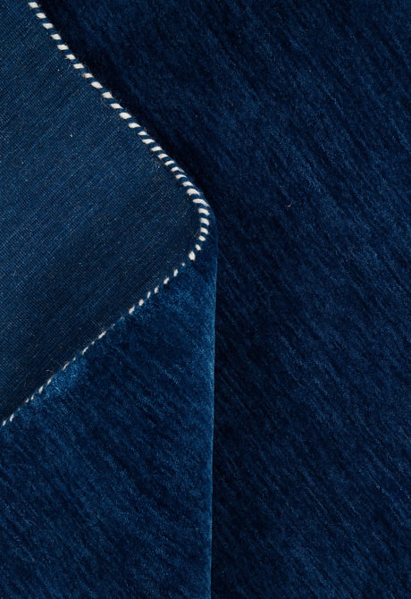 Terrain Modern Blue Solid Design Hand Loomed Wool Area Rug