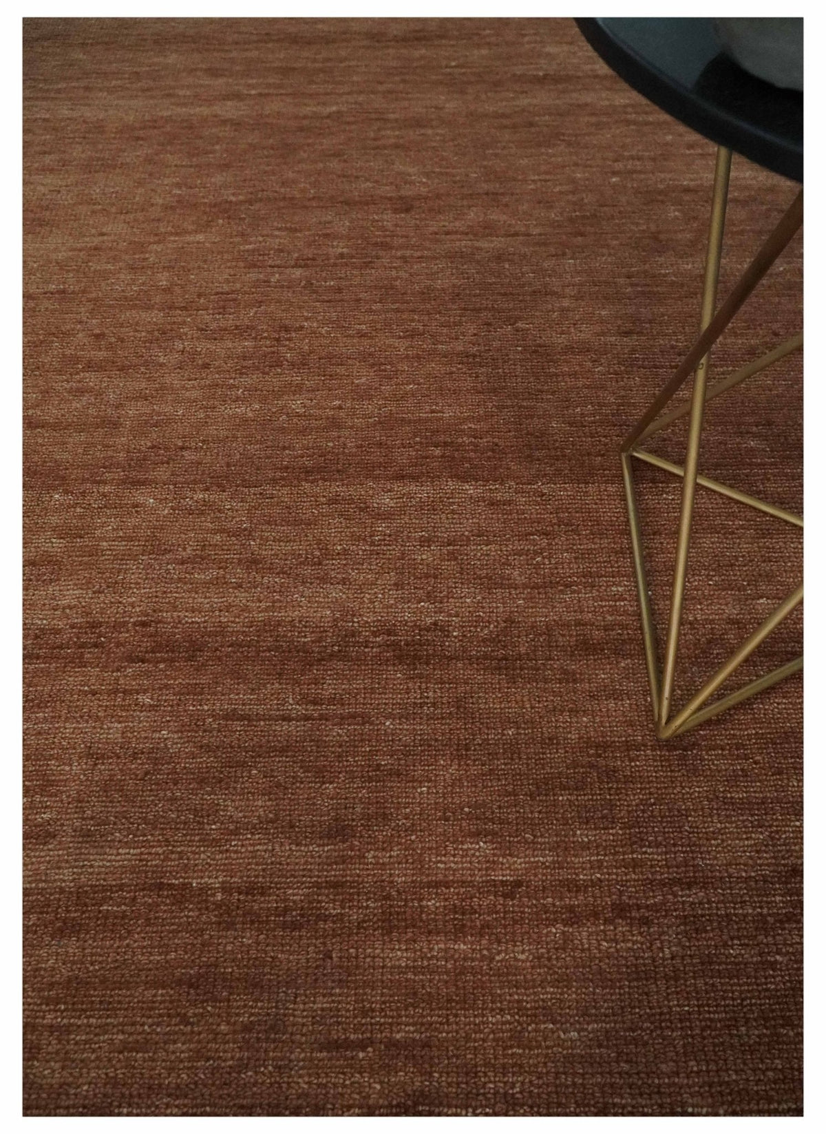Textured Reddish Brown Hand knotted Custom Made wool Rug
