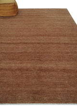 Textured Reddish Brown Hand knotted Custom Made wool Rug