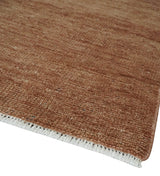 Textured Reddish Brown Hand knotted Custom Made wool Rug