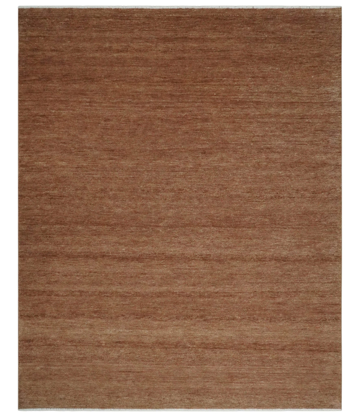 Textured Reddish Brown Hand knotted Custom Made wool Rug