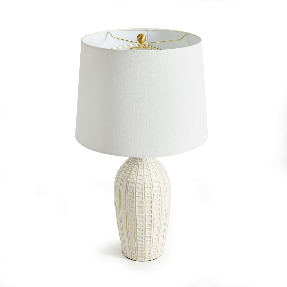 Textured Vintage Ceramic Table Lamp in White Glaze-table lamp-Parc Decor