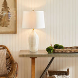 Textured Vintage Ceramic Table Lamp in White Glaze-table lamp-Parc Decor