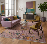 The Jungle Life Peacock on tree Rug Hand Knotted Multi Size Peach Wool Rug