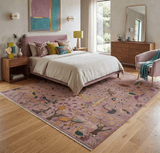 The Jungle Life Peacock on tree Rug Hand Knotted Multi Size Peach Wool Rug