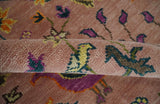 The Jungle Life Peacock on tree Rug Hand Knotted Multi Size Peach Wool Rug