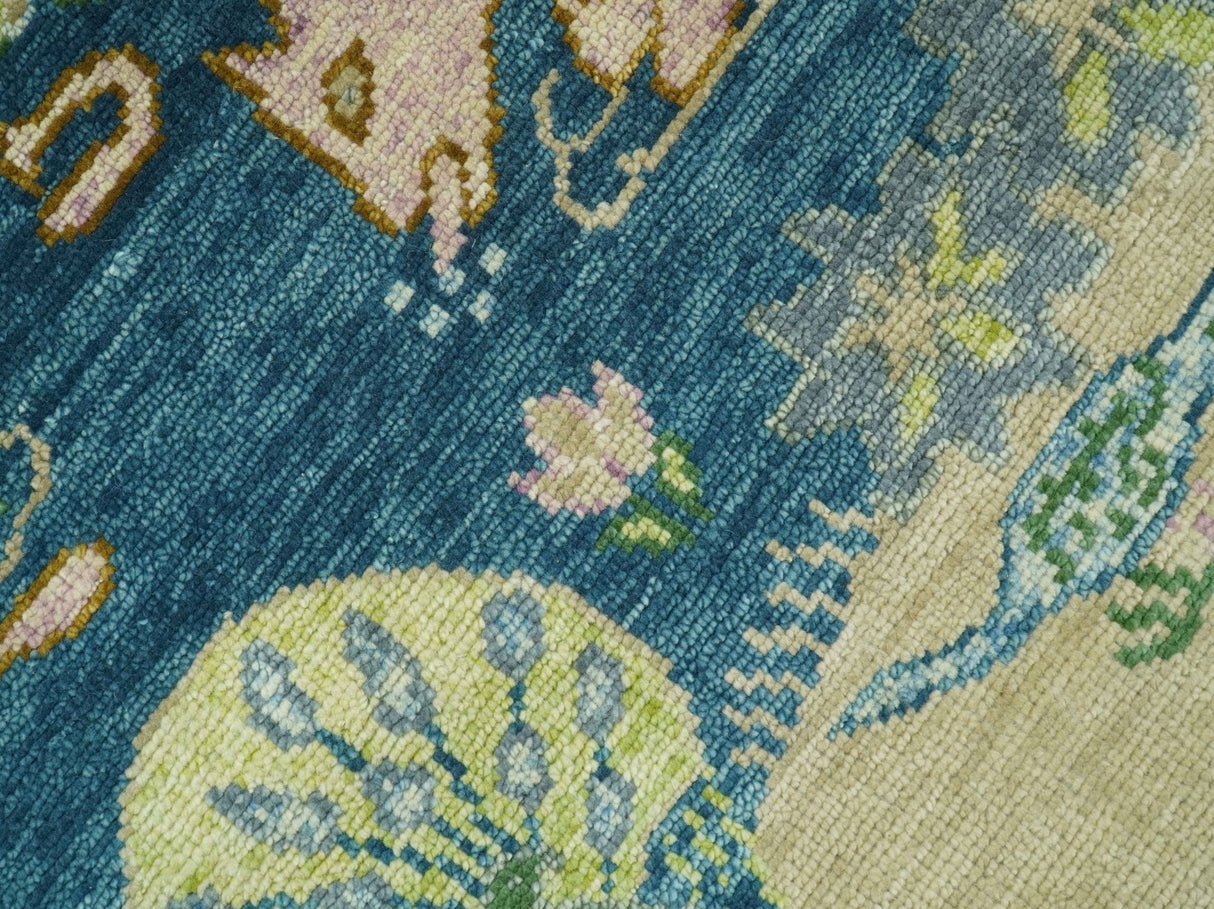 The Jungle Pond Custom Made Blue And Beige Hand Knotted Wool Area Rug