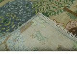 The Jungle Pond Custom Made Blue And Beige Hand Knotted Wool Area Rug