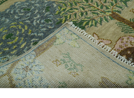 The Jungle Pond Custom Made Blue And Beige Hand Knotted Wool Rug