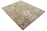 The Peacock Garden Pink and Green Peacock Bird Hand Knotted Multi size Wool Area Rug