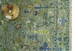 The Plants and Roots Green Hand Knotted Traditional Custom Made Wool Area Rug