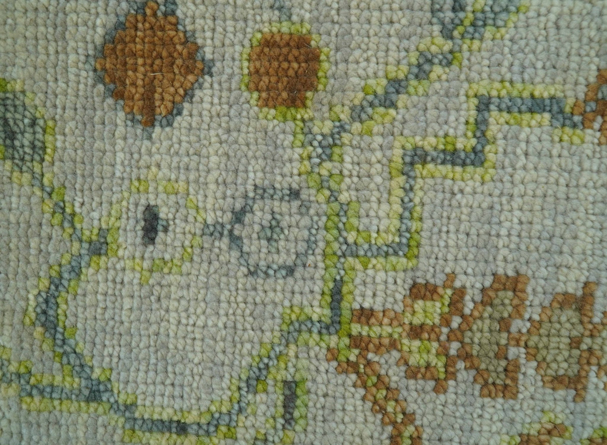The Plants and Roots Ivory and Pink Hand Knotted Traditional Custom Made Wool Rug