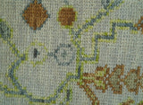 The Plants and Roots Ivory and Pink Hand Knotted Traditional Custom Made Wool Rug