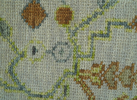 The Plants and Roots Ivory and Pink Hand Knotted Traditional Custom Made Wool Rug