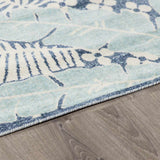 Thebarton Coastal Blue Palm Area Rug-Rugs-Parc Decor