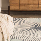 Thebarton Coastal Blue Palm Area Rug-Rugs-Parc Decor