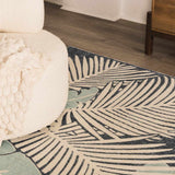 Thebarton Coastal Blue Palm Area Rug-Rugs-Parc Decor