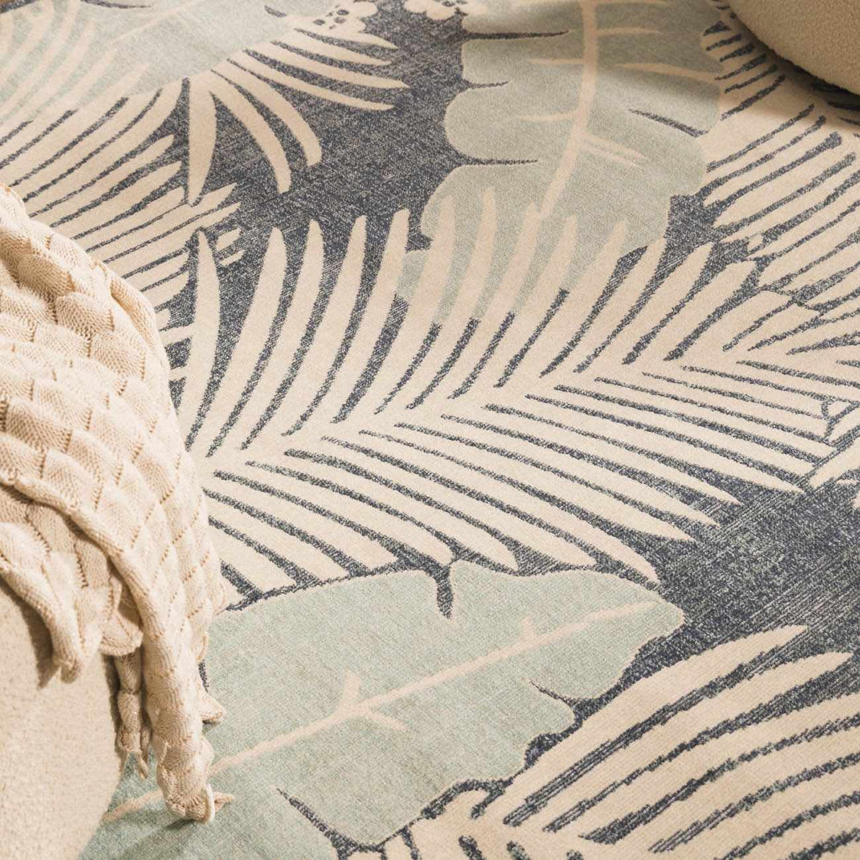 Thebarton Coastal Blue Palm Area Rug-Rugs-Parc Decor
