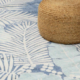 Thebarton Coastal Blue Palm Area Rug-Rugs-Parc Decor