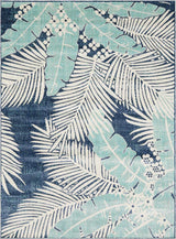 Thebarton Coastal Blue Palm Area Rug-Rugs-Parc Decor