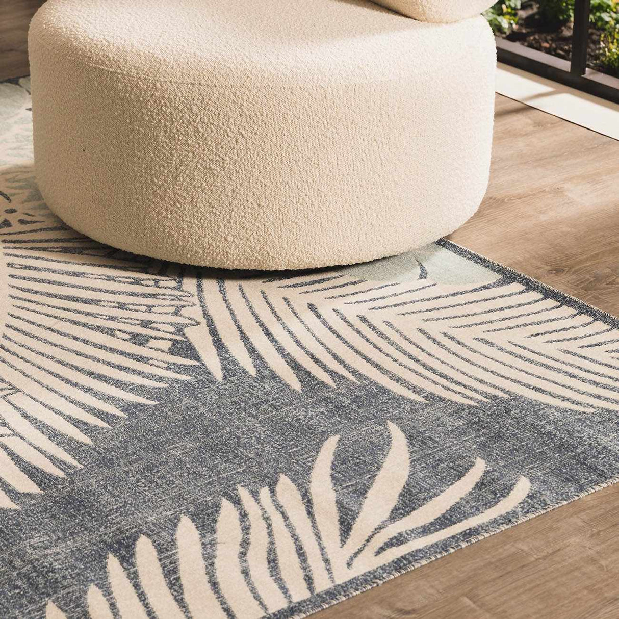 Thebarton Coastal Blue Palm Area Rug-Rugs-Parc Decor