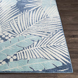 Thebarton Coastal Blue Palm Area Rug-Rugs-Parc Decor