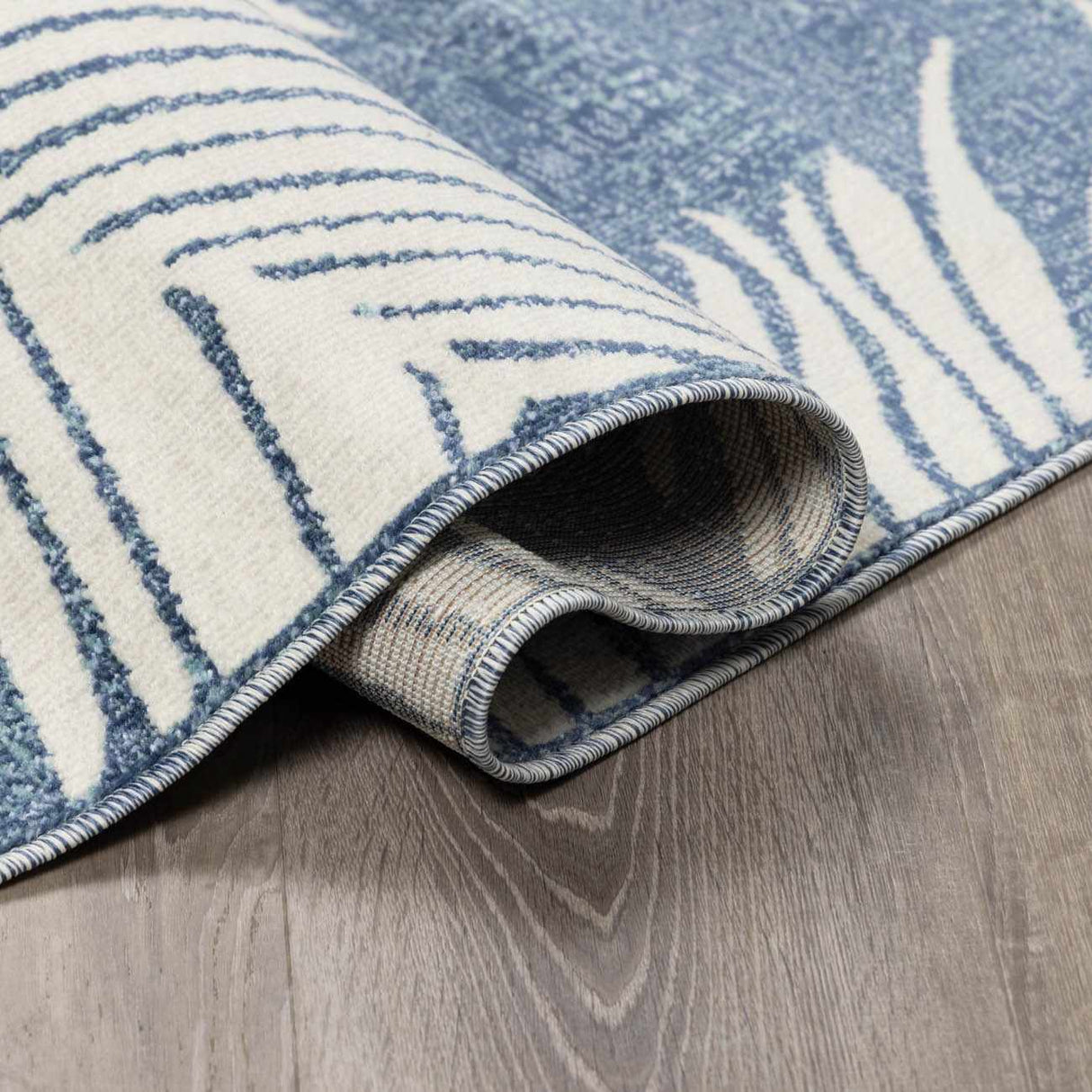 Thebarton Coastal Blue Palm Area Rug-Rugs-Parc Decor