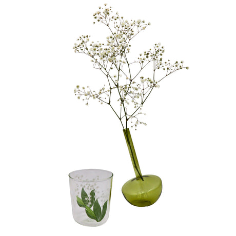 Tilted Sage Glass Bud Vases – Pair