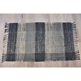 Timbergirl Braided Black Grey 100% Jute Handmade Rug